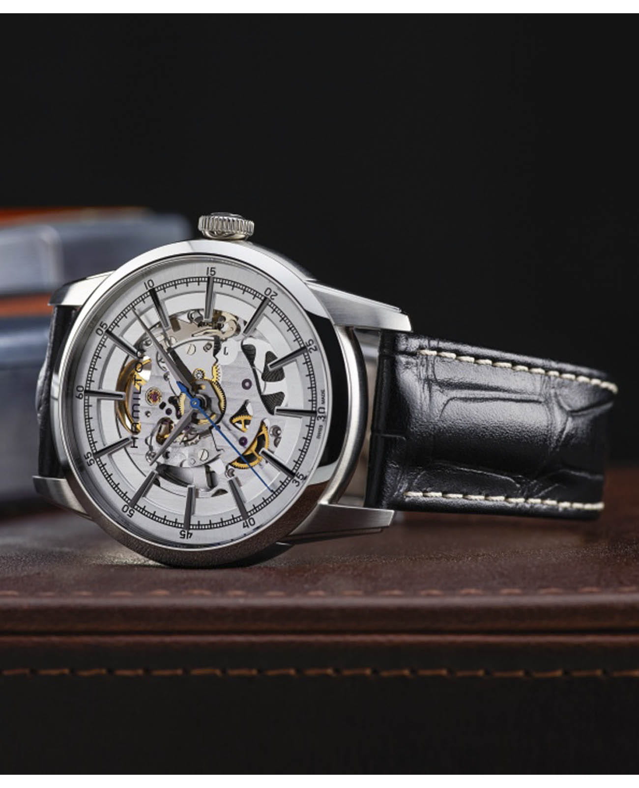 Hamilton Hamilton American Classic RailRoad Skeleton Auto H40655751 механические мужские часы часы крупный план белый циферблата